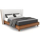 Cabeceira Queen Nilo 160cm Com Cama Pés Madeira Suném P05 material sintético Whisky Bouclê Cru - Lyam Decor