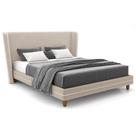Cabeceira Queen Nilo 160cm Com Cama Pés Madeira Suném P05 Veludo Bege Bouclê Cru - Lyam Decor