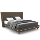 Cabeceira Queen Nilo 160cm Com Cama Pés Madeira Suném P05 Veludo Marrom Bouclê Cru - Lyam Decor