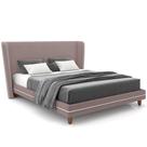 Cabeceira Queen Nilo 160cm Com Cama Pés Madeira Suném P05 Veludo Rosê Bouclê Cru - Lyam Decor