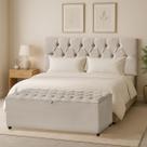 Cabeceira Queen Paris Estofada Painel com Recamier Baú 150cm para Cama Box Cabeceira Queen Paris Estofada Painel com Recamier Baú 150cm para Cama Box