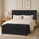 Cabeceira Queen Paris Estofada Painel com Recamier Baú 150cm para Cama Box Preto