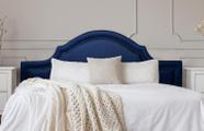 Cabeceira Queen Provençal 160x60cm Sintético Azul - Tachas Fumê