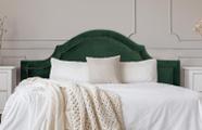 Cabeceira Queen Provençal Luxo 160x60 Veludo Verde - Tachas Fumê
