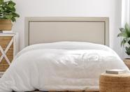 Cabeceira Queen Reta Luxo 160x60 Sintético Off White - Tachas Fumê