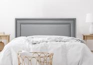 Cabeceira Queen Reta Luxo Dupla 160x60 Sintético Cinza - Tacha Fumê