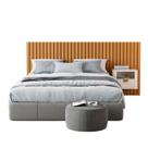 Cabeceira Queen Ripada com 1 Mesa de Cabeceira Curva Suspensa 100% MDF Linha 2025 Marrom