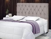 Cabeceira Queen Suede Bege, Capitonê