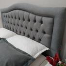 Cabeceira Queen Vintage Cinza Ponta Curvada Linho 160 X 60 Cabeceira Queen Vintage Cinza Ponta Curvada Linho 160 X 60