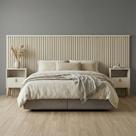 Cabeceira Ripada Casal Queen e Mesa Retrô Off White