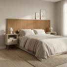 Cabeceira Ripado Premium Nature Casal e Queen com 2 Mesas Repleta