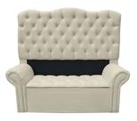 Cabeceira + Sapateira Baú Nanda Para Cama Box Casal Super King 1.98 - Suede Bege - Sv Decor