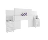 Cabeceira SIR Adaptável Para Box de 1,40m/1,60m /1,90m e 2,00m Com 2 Mesas de Cabeceira com 2 Gavetas Cada 2 tomadas inclusas Cor Branco Cabeceira SIR Adaptável Para Box de 1,40m/1,60m /1,90m e 2,00m Com 2 Mesas de Cabeceira com 2 Gavetas Cada 2 tomadas inclusas Cor Branco