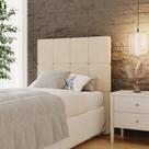 Cabeceira Solteiro 102cm Bouclé Estofada Design Moderno para Quarto Linea Bege Areia