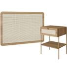 Cabeceira Solteiro 90cm e 1 Mesa Lateral 1 Gaveta Industrial Indy A03 Hanover - Lyam Decor