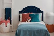 Cabeceira Solteiro Provençal 90x60cm Suede Azul - T. Fumê