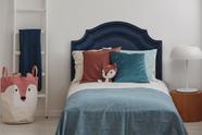Cabeceira Solteiro Provençal Dupla 90x60 Sintético Azul - T. Fumê