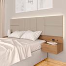 Cabeceira Suspensa Cama Casal Com Led Malibu Carv/bege - M. Arapongas