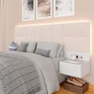 Cabeceira Suspensa Cama Casal Friburgo C/led Bco/bouclé Off White - Ma
