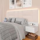 Cabeceira Suspensa Cama Casal Sierra Com Led Bco/bouclé Off White - Ma