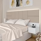 Cabeceira Suspensa Cama Queen Com Led Malibu Bran/bege - M. Arapongas