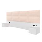 Cabeceira Suspensa Cama Queen Honduras C/led Bco/bouclé Off White - Ma