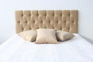 Cabeceiras Estofada Casal 1.40m Painel Cor Bege Medio botoes cor