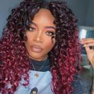 Cabelo de crochê EERYA GoGo Curl 12 cm vermelho bordô sintético x7