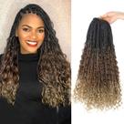 Cabelo de crochê Goddess Box Braids com pontas encaracoladas, 16 polegadas, boômio, tranças de crochê, 8 pacotes, 3 tranças de crochê, extensão de cabelo com tranças sintéticas para mulheres negras (16 polegadas (pacote com 8), M1B 30 27)...