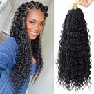 Cabelo de crochê Goddess Box Braids com pontas encaracoladas, 18 polegadas, boômio, tranças de crochê, 8 pacotes, 3 tranças de crochê, extensão de cabelo com tranças sintéticas para mulheres negras (18 polegadas (pacote com 8), 1)...