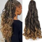 Cabelo francês encaracolado, pré-esticado, 18 polegadas, 8 pacotes