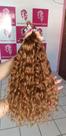 Cabelo humano cacheado loiro mel 65cm