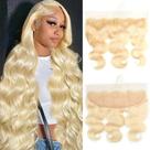 Cabelo humano russo loiro frontal GYAJEP 613 18"