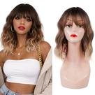 Cabelo Peruca Wig Curto Ondulado Com Franja Natural Realista