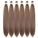 Cabelo trançado Gozill Ash Brown, sintético pré-esticado, x6 Cabelo trançado Gozill Ash Brown, sintético pré-esticado, x6