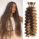 Cabelo trançado humano AKONSOUL Deep Wave Ombre, 3 pacotes de 24"