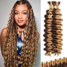 Cabelo trançado humano BIZVUS Deep Wave 22 polegadas 110 g, 3 pacotes Cabelo trançado humano BIZVUS Deep Wave 22 polegadas 110 g, 3 pacotes