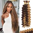 Cabelo trançado humano em Deep Water Wave, 22 polegadas, 110 g, 3 pacotes