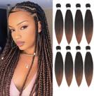 Cabelo trançado MIYPMUNS pré-esticado 16 cm, marrom ombre, 8 x 60 g Cabelo trançado MIYPMUNS pré-esticado 16 cm, marrom ombre, 8 x 60 g