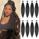 Cabelo trançado pré-esticado, Nescorner, 24 cm, pacote com 8, preto