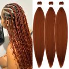 Cabelo trançado pré-esticado Wuqibawu Color 30 Brown, 3 pacotes