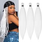 Cabelo trançado, Pruyo, branco pré-esticado, 26 cm, sintético