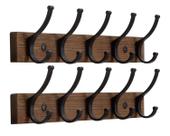 Cabide de Parede Optish 42 cm Madeira 5 Ganchos 2 Unidades Marrom
