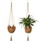 Cabide de plantas Shappy Jute Crochet longo para vasos de 8 cm a 30 cm marrons