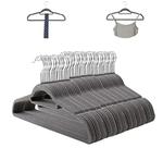 Cabide de Veludo Adulto com Gravateiro 42cm Cinza 10 pecas