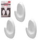 Cabide gancho de plastico oval pequeno autoadesivo com 3 pecas 5x3x2,2cm