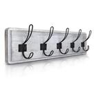 Cabide HBCY Creations, rústico caiado de branco, suporte de parede, 5 ganchos Cabide HBCY Creations, rústico caiado de branco, suporte de parede, 5 ganchos