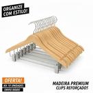 Cabide Madeira Marfim 10 Unidades Presilha Atacado Fukuyama