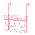 Cabide MILIJIA Over The Door com cesto de malha rosa Cabide MILIJIA Over The Door com cesto de malha rosa