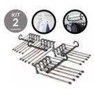 Cabide Multifuncional Inox com 5 Divisórias para Calças e Saias Kit c/ 2